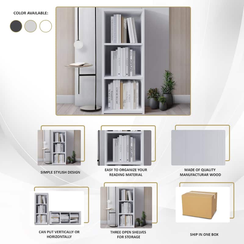 CraftPorch Simple Wooden 3-cube Shelves Bookcase