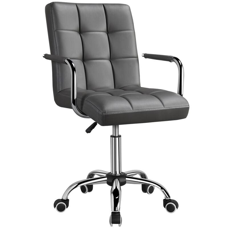 Yaheetech Adjustable Faux Leather Swivel Office Chair with Wheels