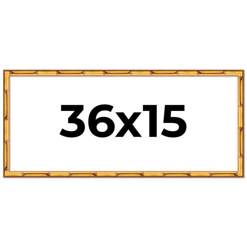 36x15 Frame Gold Bamboo Picture Frame Modern Photo Frame Includes UV Acrylic Shatter Guard Front Acid Free Foam Backing Board