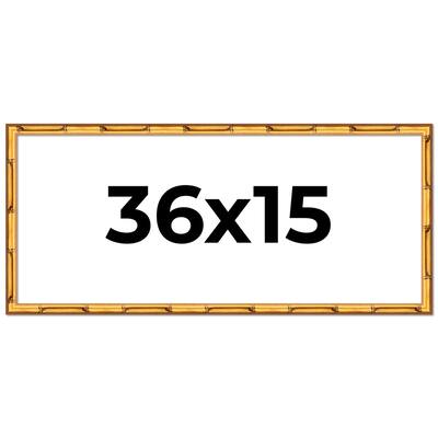 36x15 Frame Gold Bamboo Picture Frame Modern Photo Frame Includes UV Acrylic Shatter Guard Front Acid Free Foam Backing Board