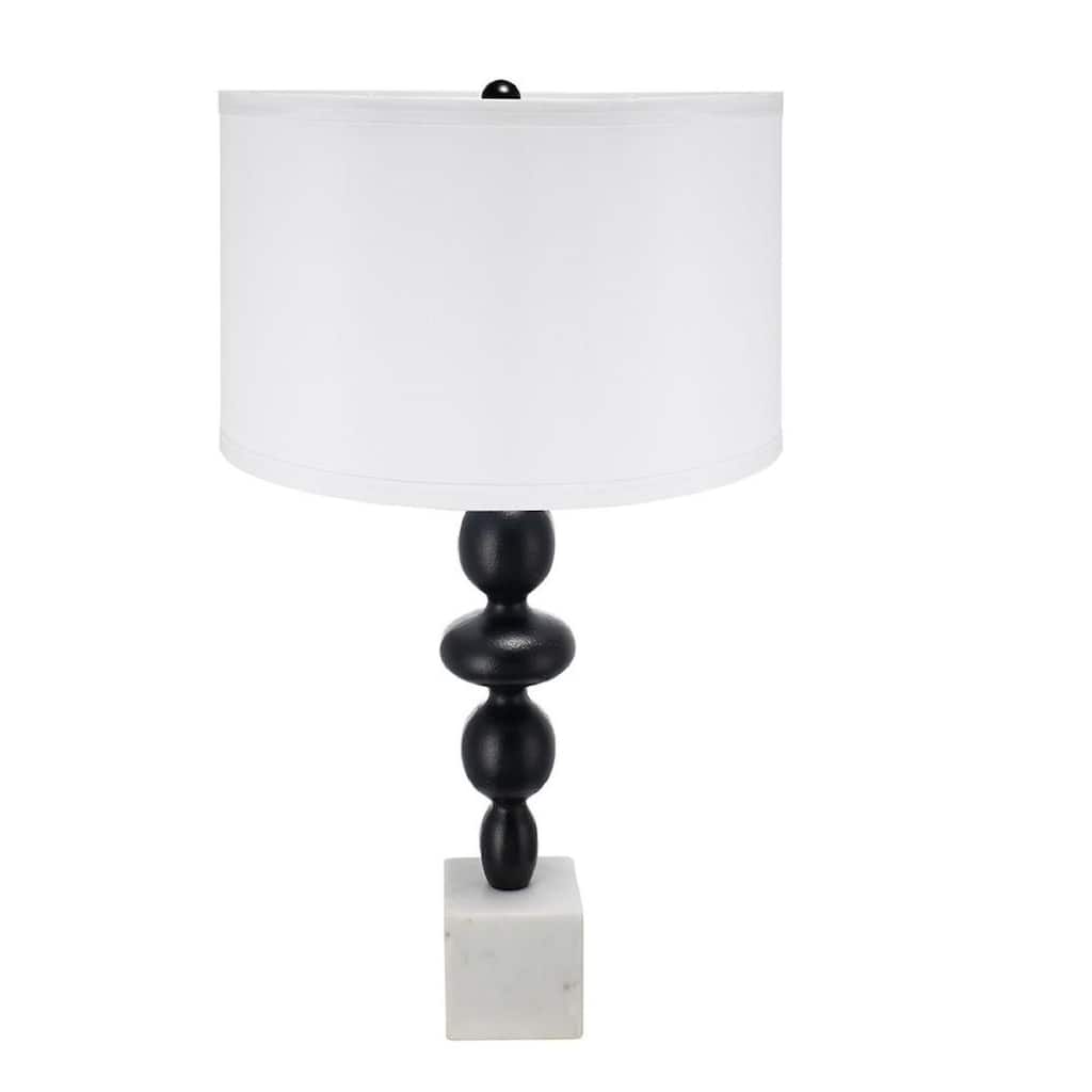 Table Lamp with Round Four-Tiered Body, Black and White - Modern Accent Lighting for Bedroom or Office