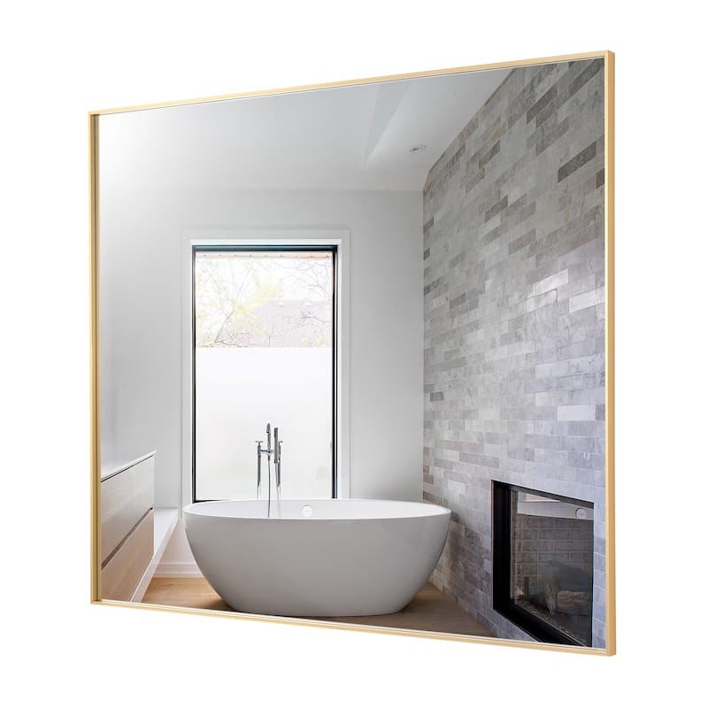 Modern Square Aluminum Framed Wall Mount Bathroom Vanity Mirror