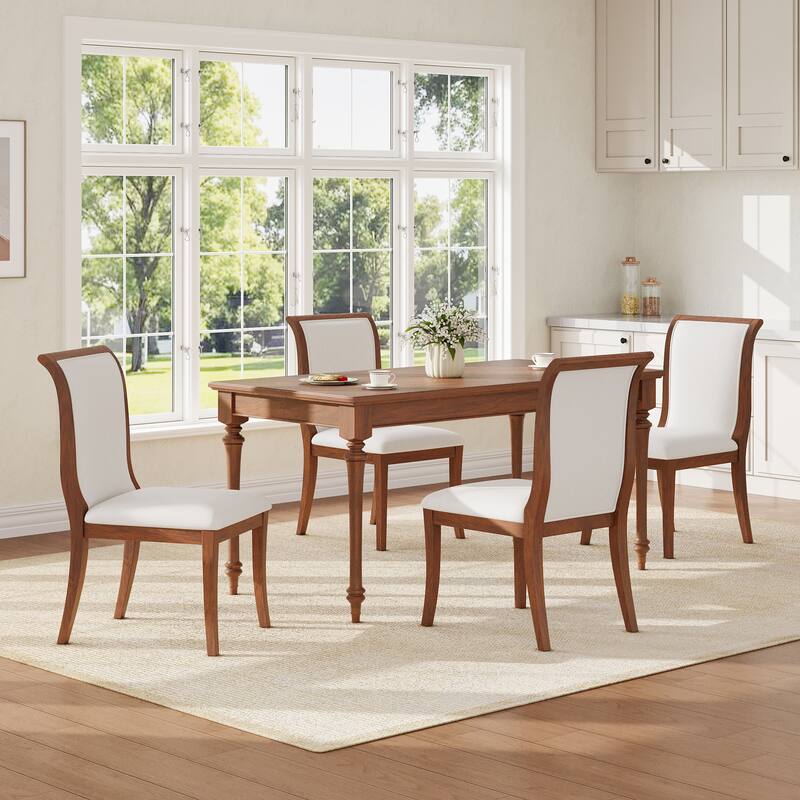 Modern Fabric Upholstered Dining Chairs with Oak Grey Finish and Hardwood Frame, for Dining Room or Kitchen, Set of 2