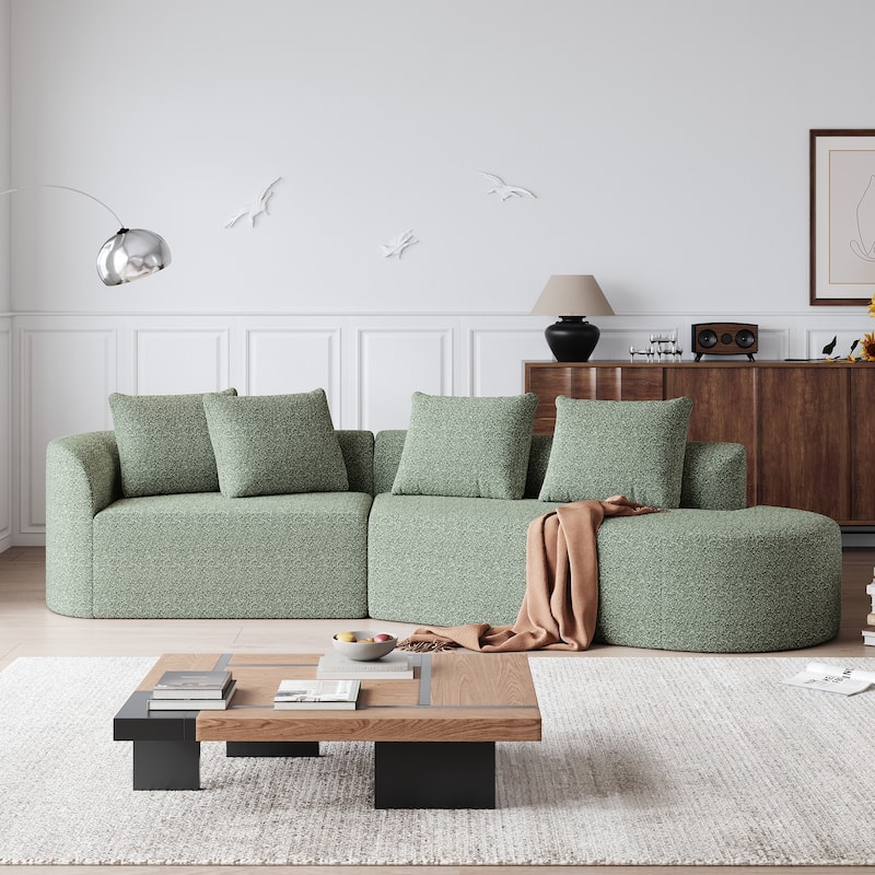 GDFStudio - Thalric Chenille 4-Seater Oversized Sectional Sofa with Pillows