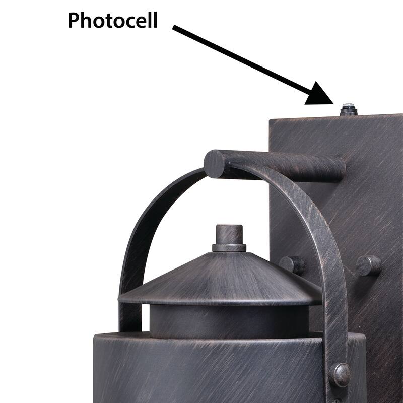 Cumberland 1 Light Dusk to Dawn Bronze Rustic Outdoor Wall Lantern Clear Glass - 8-in W x 19.75-in H x 9-in D
