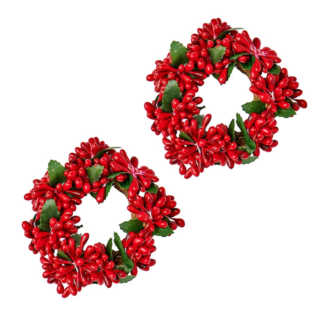 1.5" Seed Candle Ring, Red, Set of 2 - 3