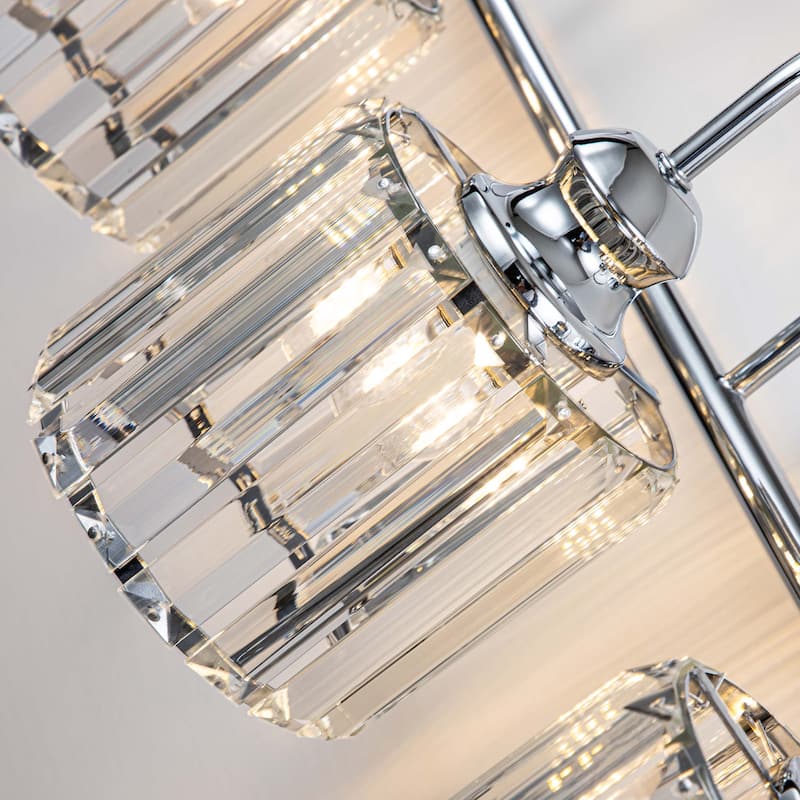 5-light Vintage Luxury Modern Dimmable Linear Crystal Bathroom Vanity Light Wall Light