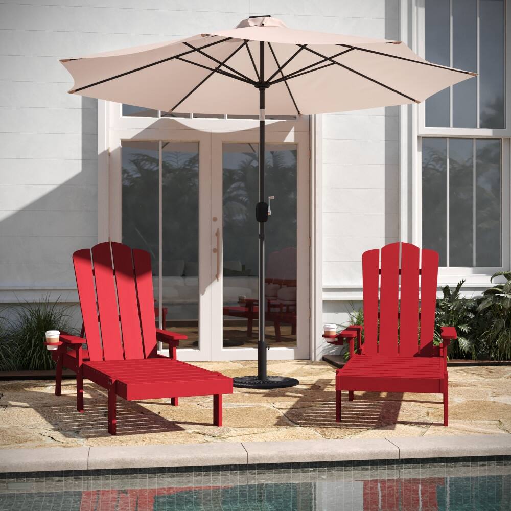 Indoor-Outdoor Adjustable Adirondack Lounger with Cupholder - Set of 2