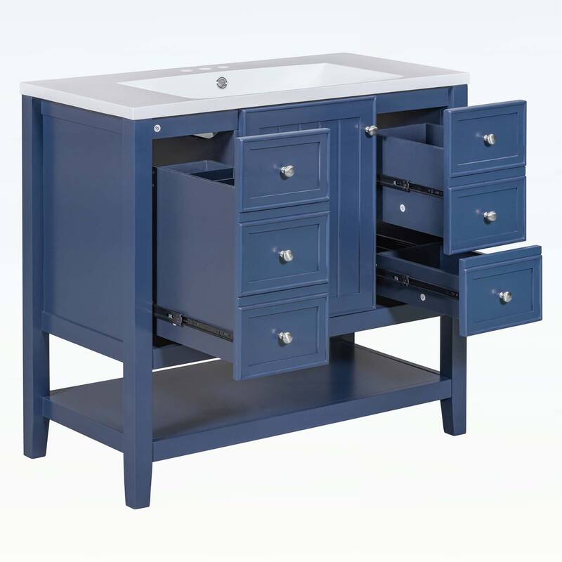Bathroom Vanity with Sink,Cabinet,and Drawers,Open Shelf