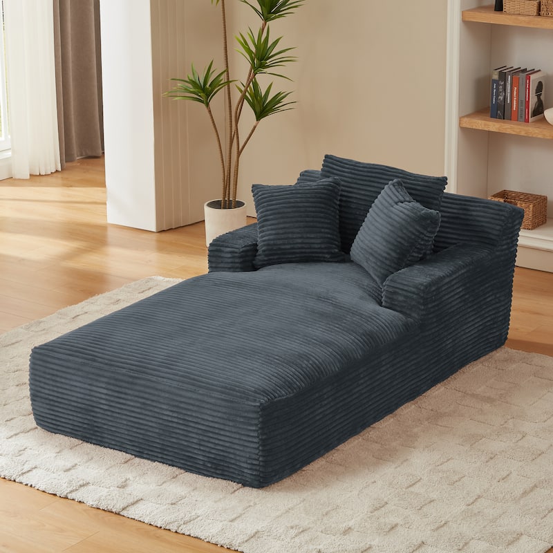 Oversized Chaise Lounge Chair Indoor, Corduroy Upholstered Modern Sofa Couch,No Assembly Required, Comfy Sleeper Sofa