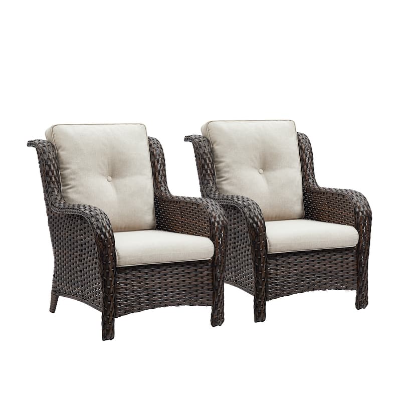 Gymojoy Outdoor Wicker Club Chairs Patio Furniture with Cushion (Set of 2)