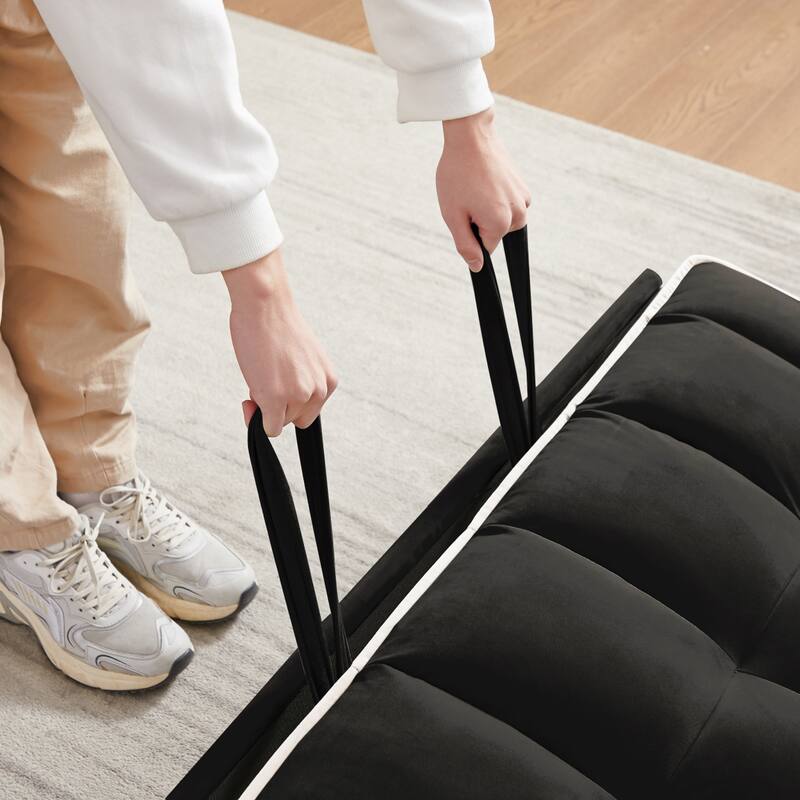 Convertible Sofa Bed with Adjustable Backrest and Side Pocket, Velvet Pull Out Sofa Couch with USB Port, Ashtray and Phone Stand
