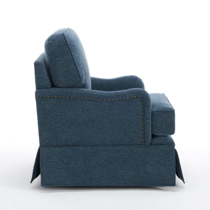 Skirted Swivel Accent Nailhead Barrel Chair