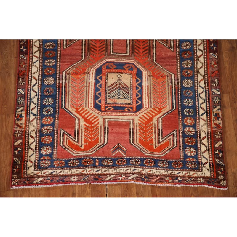 Vegetable Dye Orange Ardebil Persian Runner Rug Handmade Wool Carpet - 4'2"x 10'8"