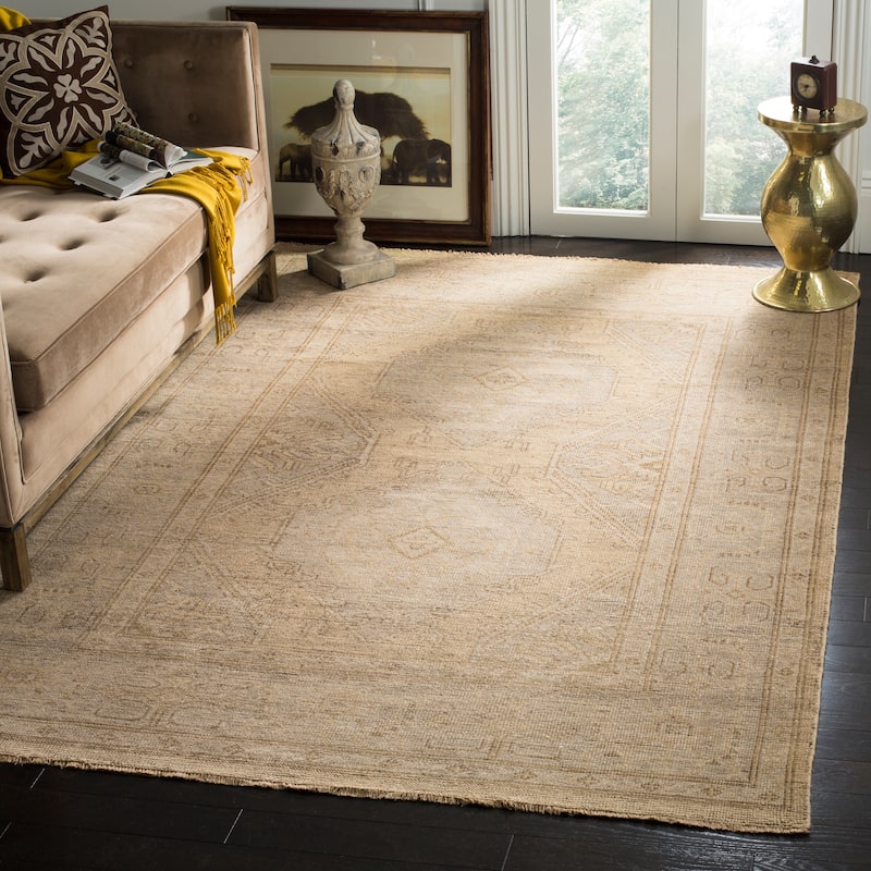 SAFAVIEH Hand-knotted Izmir Eriola Traditional Oriental Wool Rug with - 8' x 10' - Gold/Grey