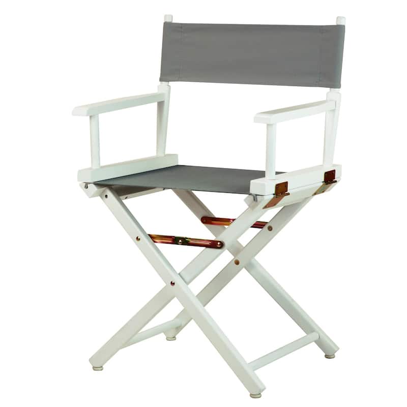 White Frame 18-inch Director's Chair - 33.75"h x 21.75"w x 17"d - 33.75"h x 21.75"w x 17"d - Grey