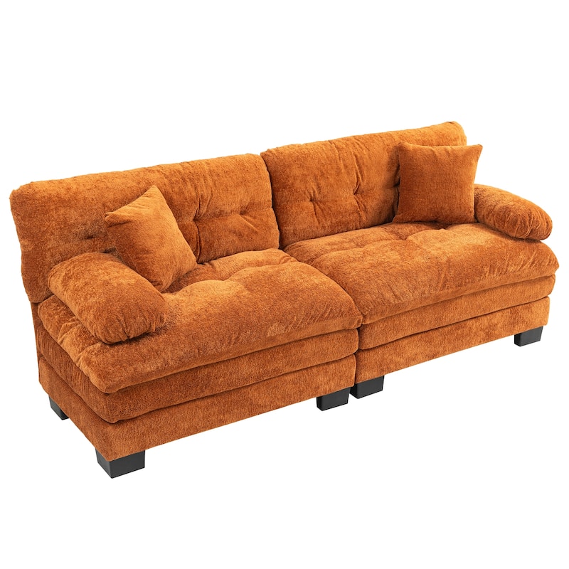 84" Upholstered 3-Seater Sofa with Dual-Layer Memory Foam Cushioning, and Complimentary Comfort Pillows