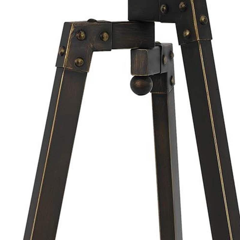 32-Inch Charcoal Metal Tripod Table Lamp with Tan Drum Shade - 17" x 17" x 31.50"