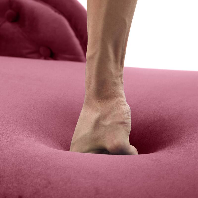 Christopher Knight Home - Bressi Modern Velvet Upholstered Chaise Lounge with Tufted Backrest, Nailhead Trim & Pillow