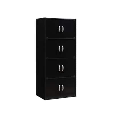 54" Black Multi-Purpose Bookcase Cabinet with Doors