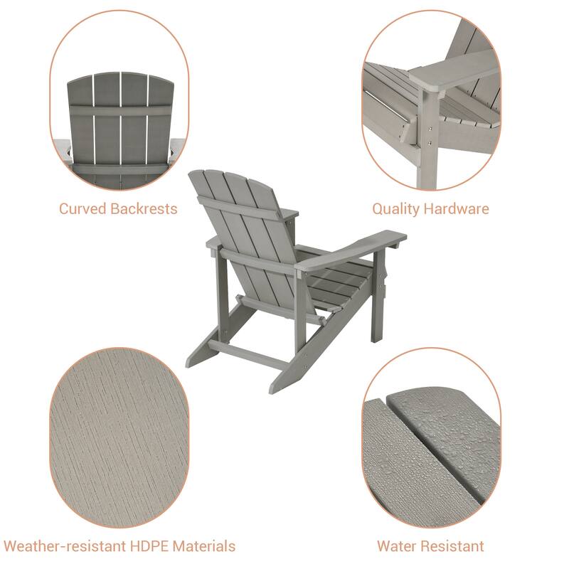 BONOSUKI Patio Adirondack Chair w/Cupholder,Weather Resistant-Set of 4