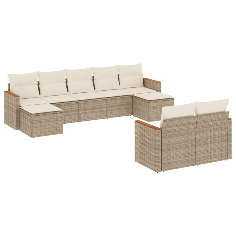 vidaXL Patio Sofa Set with Cushions Outdoor Conversation Furniture Poly Rattan