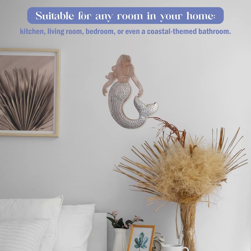 Elements Metal and Wood Mermaid Wall Decor