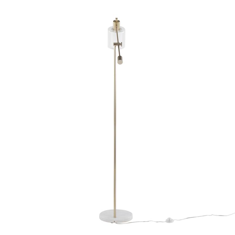 Lumisource Floor Lamp White Marble and Metal with Clear Frosted Glass - 29.5"Lx10.75"Wx73"H