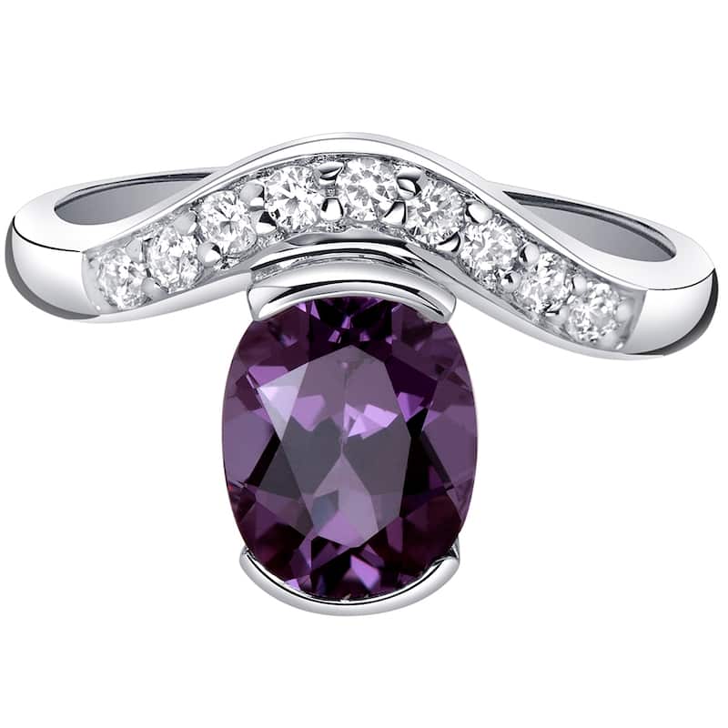 Sterling Silver 2.75 ct Color-changing Alexandrite Ring