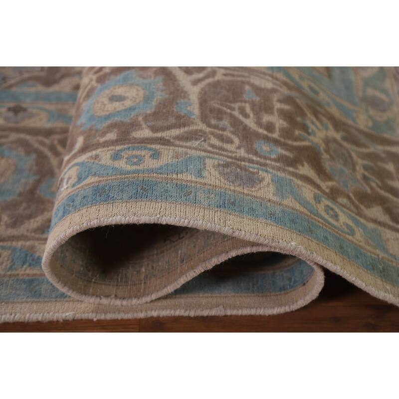 Hand Knotted Oriental 100% Wool Carpet Traditional Floral Greys & Charcoal Tabriz Area Rug - 13' 3'' X 9' 4''