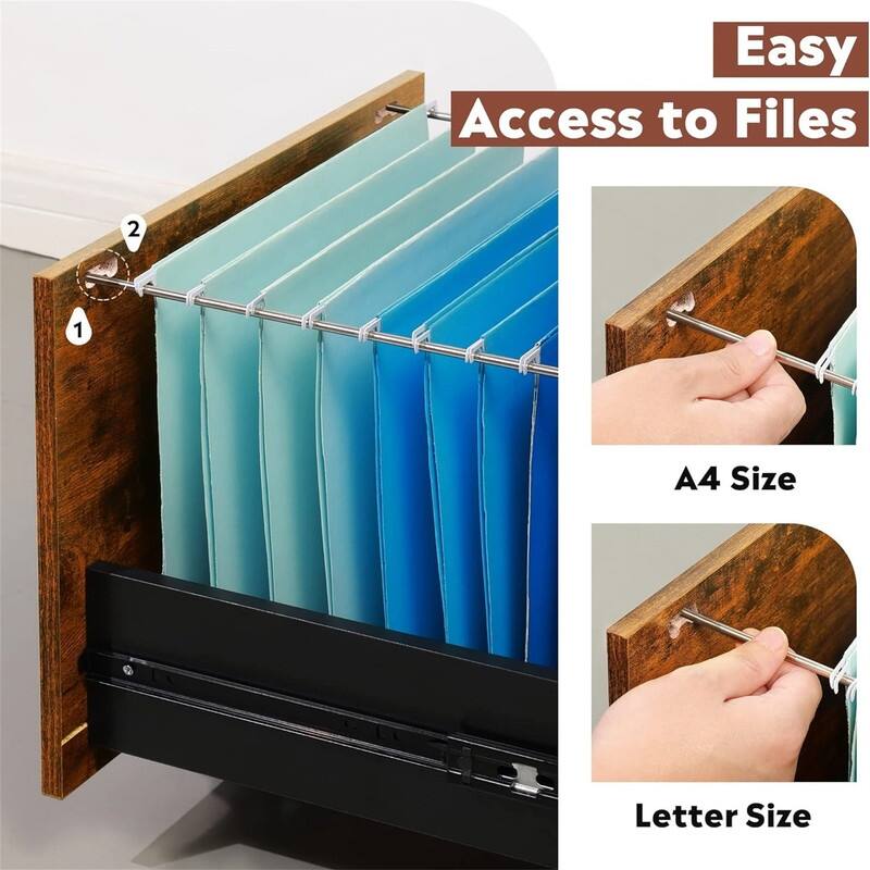 3 Drawer Rolling File Cabinet with Lock - 16"D x 15.7"W x 30.7"H