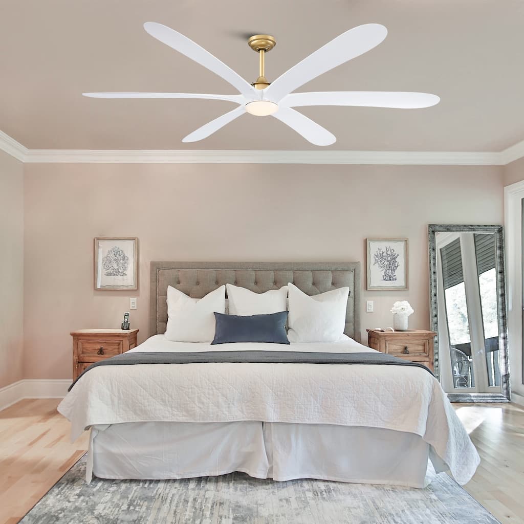 72-inch Modern 6-Blade Gold Propeller Ceiling Fan with Light and Remote