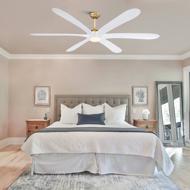 72-inch Modern 6-Blade Gold Propeller Ceiling Fan with Light and Remote