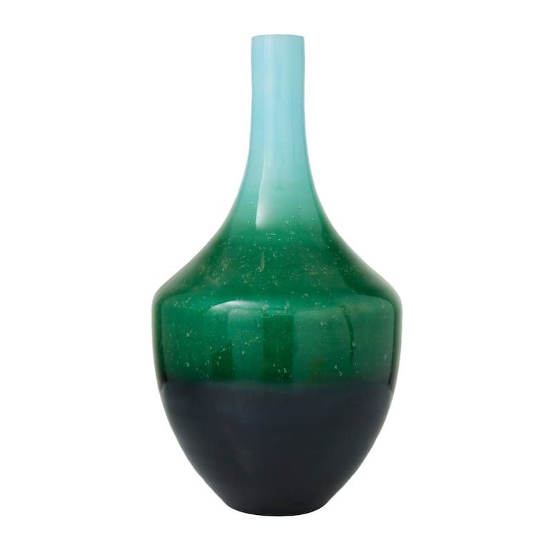 Green Glass Ombre Decorative Vase