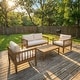 preview thumbnail 1 of 36, Christopher Knight Home Darla 4 Piece Outdoor Sleek Acacia Wood Seating Set with Water-Resistant Cushion Light Brown + Beige cushion