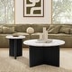 preview thumbnail 10 of 9, Marble-look Top Round Side Table Pedestal End Table