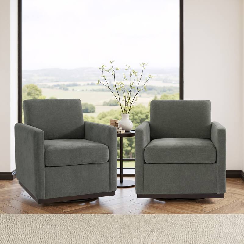 Cozy Swivel Armchair 360°Rotating Base Accent Chair Set of 2