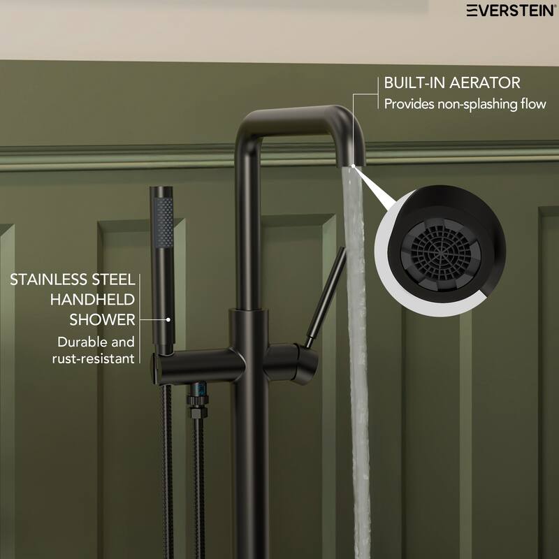 Freestanding Tub Faucet with Hand Shower,Modern Floor-Mount Bathtub Faucet