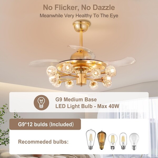Chandelier Ceiling Fans with Lights and Remote Sputnik Crystal Modern Retractable Fandelier 6 Speeds Timing On Sale Bed Bath Beyond 40737518