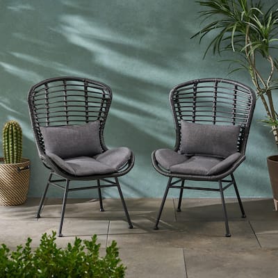 Rattan Outdoor Accent Chair with Cushions for Patio, Balcony