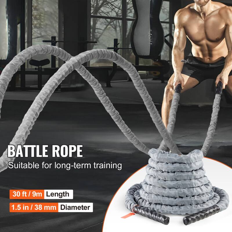 Battle Rope, 1.5 Inch Diameter Polyester Exercise Rope, Battle Exercise Equipment, Heavy Weighted Rope for Home Gym