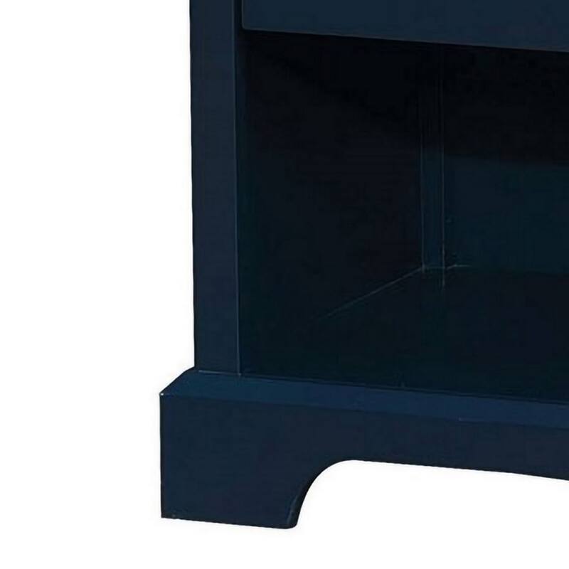 Transitional 1 Drawer Wooden Nightstand with Open Compartment, Blue