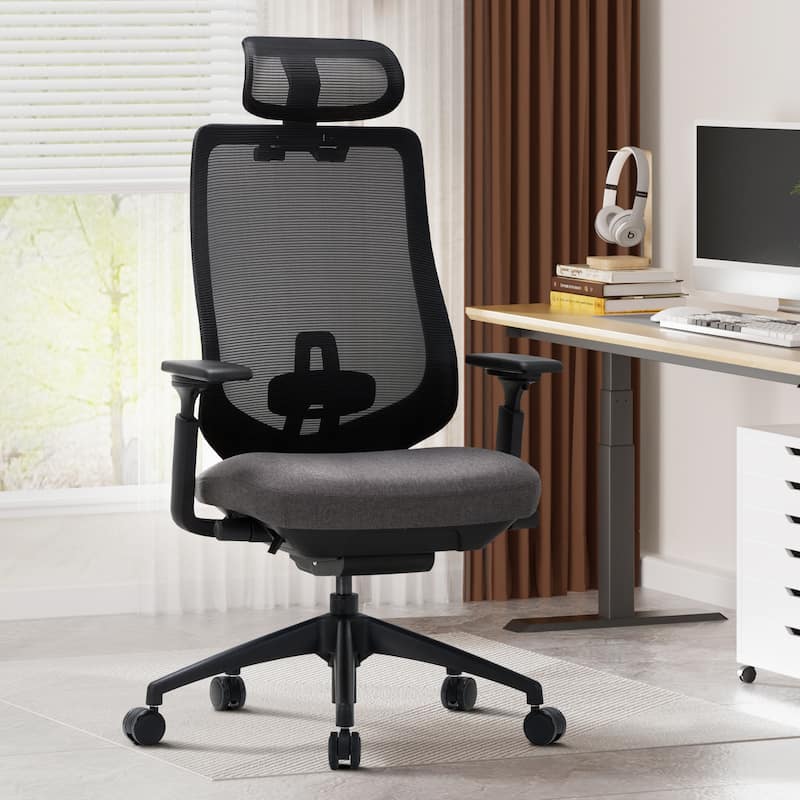 Ergonomic Office Chair, Mesh High Back, 4D Arms, Lumbar Support, Tilt Lock, Black