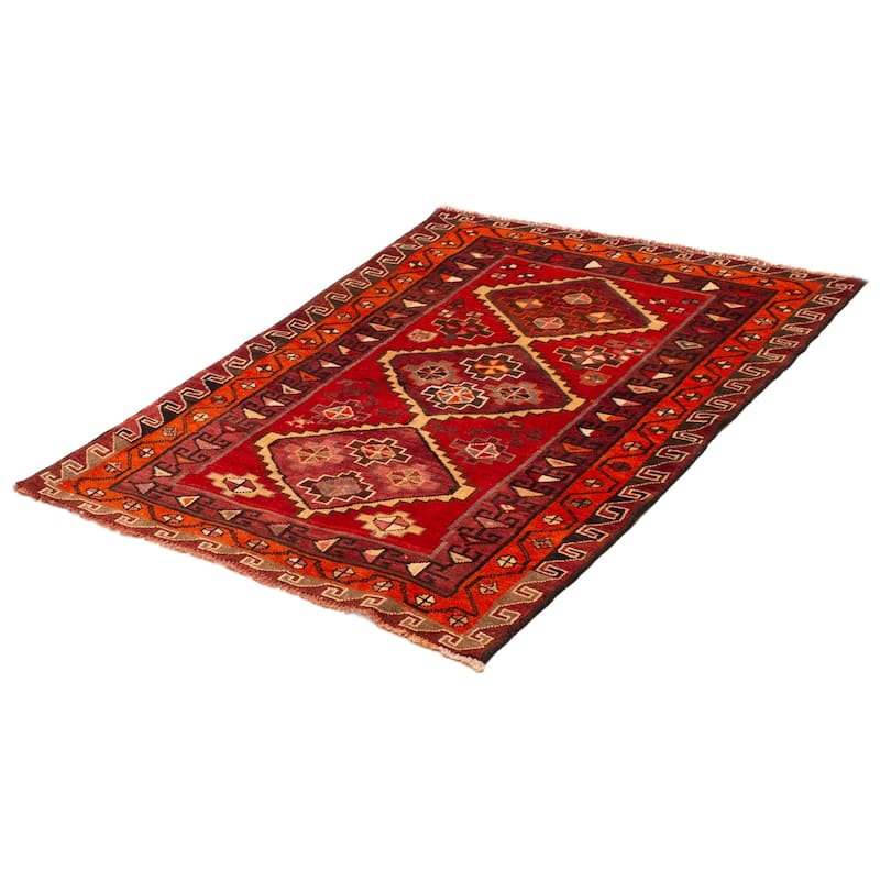 ECARPETGALLERY Hand-knotted Melis Vintage Red Wool Rug - 4'6 x 5'11