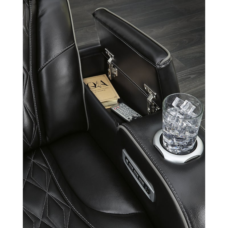 Signature Design by Ashley Boyington Black Power Reclining Sofa - 86"W x 38"D x 44"H