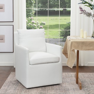KINWELL 25" Performance Fabric Upholstered Rolling Dining Armchair