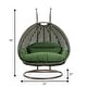 preview thumbnail 76 of 128, LeisureMod Modern 2-Person Egg Hanging Swing Chair with Beige Wicker, Oxford Fabric Cover, Patio Hammock Lounger and Cushions