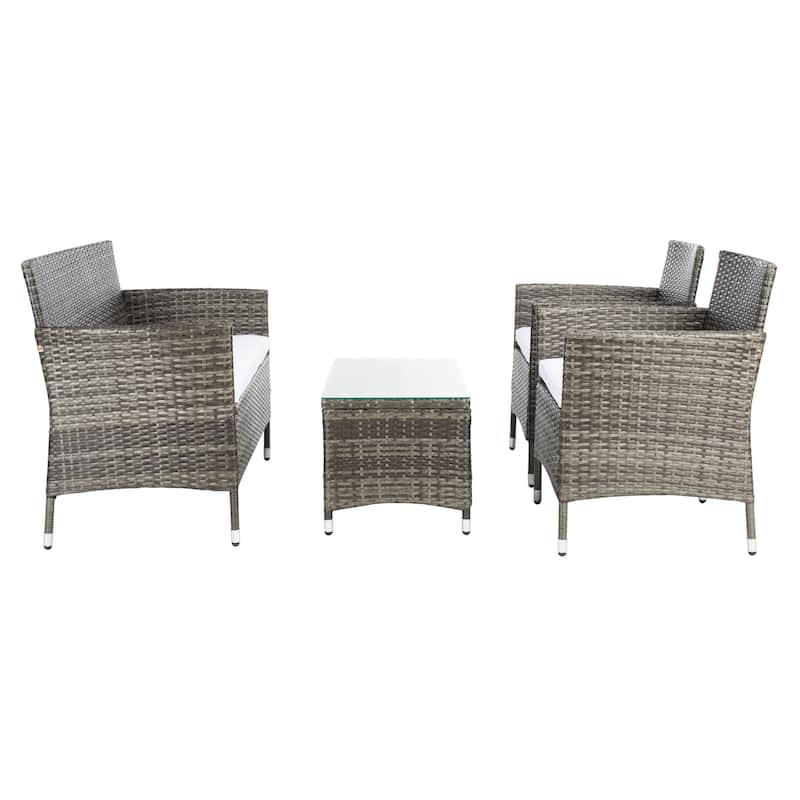 SAFAVIEH Outdoor Tamya 4-Piece Patio Conversation Set - 41W x 31D x 23H