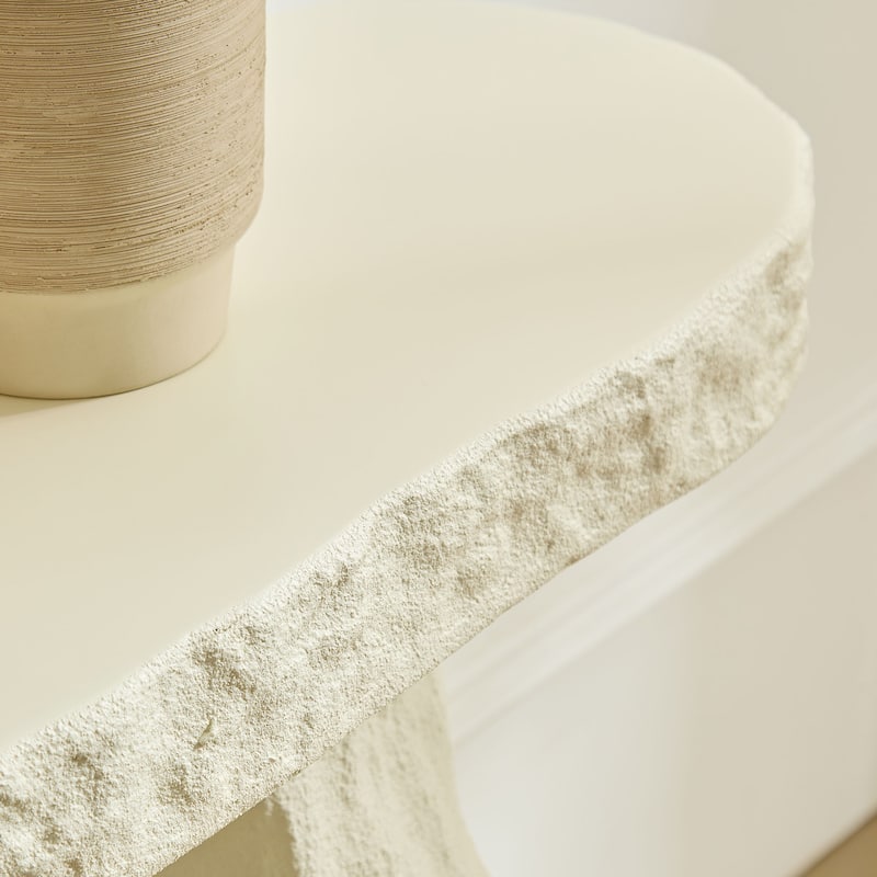53.94 inch Modern Design Console Table,Imitation Stone Table,Fiberglass Entryway Table with Irregular Legs