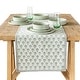 preview thumbnail 60 of 91, Over&back Hand-Blocked Printed Cotton Table Runner - Machine Washable 18 x 108 - Green Flower